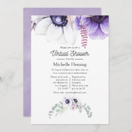 Invitación Duste Violet Watercolor Floral Virtual Baby Shower
