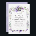 Invitación Duste Violeta Acuarela Floral Bat Mitzvah<br><div class="desc">Elegante tipografía de escritura a mano invitación de mitzvah murciélago floral en tonos pastel con flores anemónicas,  eucalipto,  ranunculus y suculentos.</div>