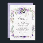 Invitación Duste Violeta Acuarela Floral Bat Mitzvah<br><div class="desc">Elegante tipografía de escritura a mano invitación de mitzvah murciélago floral en tonos pastel con flores anemónicas,  eucalipto,  ranunculus y suculentos.</div>