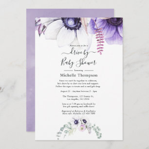 Invitación Duste Violeta Acuarela Floral Por Ducha