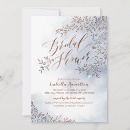 Invitación Dusto azul rústico floral caligrafía de novia duch