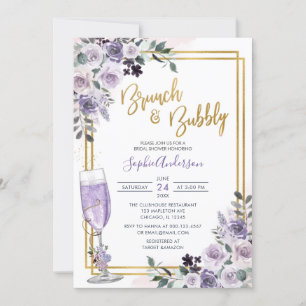 Invitación Dusto Brunéi De Flor De Flor Floral Morada Y Bubbl