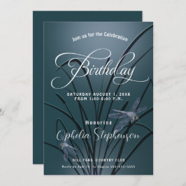 Invitación Dusto cumpleaños de la libélula Verde azulada