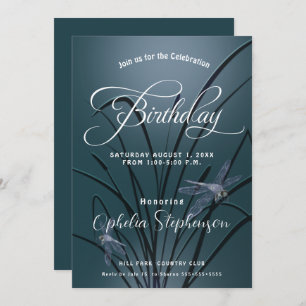Invitación Dusto cumpleaños de la libélula Verde azulada