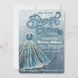 Invitación Dusty azul nieve invierno maravilla dulce 16