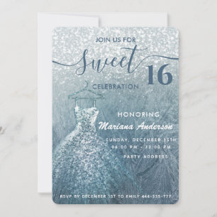 Invitación Dusty azul nieve invierno maravilla dulce 16