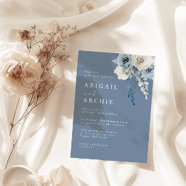 Invitación Dusty Bloom Boho Blue Wedding