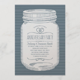 Invitación Dusty Blue 30° aniversario boda Mason Jar