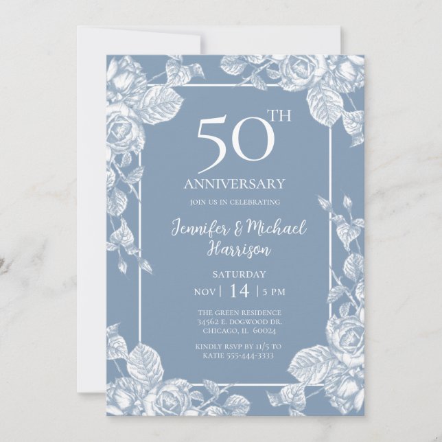 Invitación Dusty Blue 50 Aniversario (Anverso)