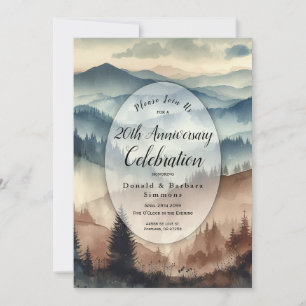 Invitación Dusty Blue and Mocha Brown Mountains Personalizado