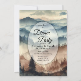 Invitación Dusty Blue and Mocha Brown Mountains Restaurant