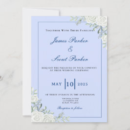 Invitación Dusty Blue and Navy Boda