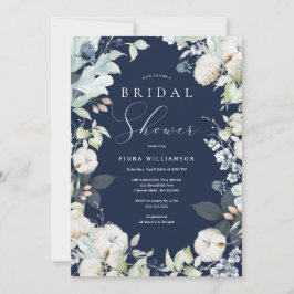 Invitación Dusty Blue and Navy Floral Bridal Shower