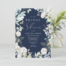 Invitación Dusty Blue and Navy Floral Bridal Shower