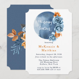 Invitación Dusty Blue and Rusty Peony Floral Wedding Shower