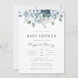 Invitación Dusty Blue Baby Shower
