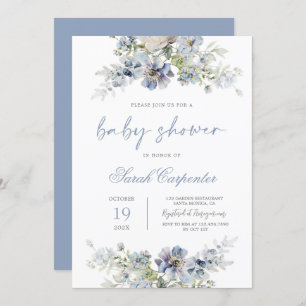 Invitación Dusty Blue Baby Shower Boy
