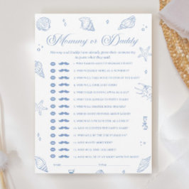 Invitación Dusty Blue Beach Baby Shower adivina quién es la t