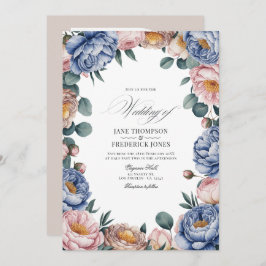 Invitación Dusty Blue, Blush, and Warm Taupe Floral Wedding