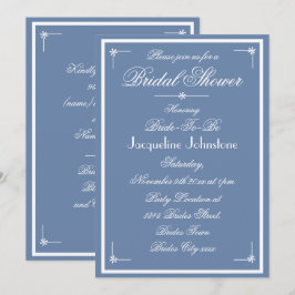 Invitación Dusty Blue Boda Escritura Blanca Bridal Shower