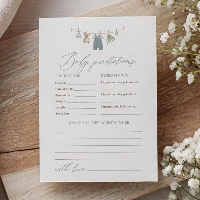 Invitación Dusty Blue Boho Baby Clothes Predictions Advice (Subido por el creador)