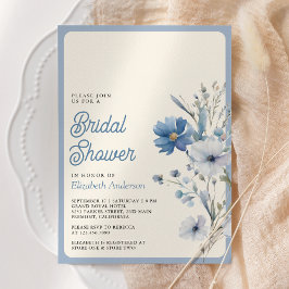 Invitación Dusty Blue Boho Flor silvestre foto ducha de novia