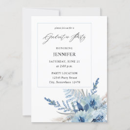 Invitación Dusty Blue Boho Floral Graduation Party