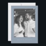 Invitación Dusty Blue Boho Photo 1 Boda Moderno<br><div class="desc">Hermoso boho Dusty Blue,  simple,  elegante,  minimalista invitación a la boda. Personalizable completo con tu foto,  nombres,  fechas,  ubicación y colores para coincidir con tu tema boda.</div>