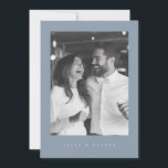 Invitación Dusty Blue Boho Photo 1 Boda Moderno<br><div class="desc">Hermoso boho Dusty Blue,  simple,  elegante,  minimalista invitación a la boda. Personalizable completo con tu foto,  nombres,  fechas,  ubicación y colores para coincidir con tu tema boda.</div>