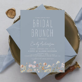 Invitación Dusty Blue Boho Wildflower Bridal Brunch Shower