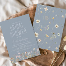 Dusty Blue Boho Wildflower Ducha de novias