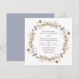 Invitación Dusty Blue Boho Wildflower Wedting