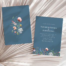 Invitación Dusty Blue Boho Wildflower Wedting