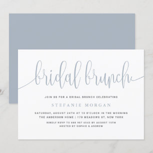 Invitación Dusty Blue Bonito Calligraphy Brunch