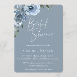 Invitación Dusty Blue Botanal Bridal Shower