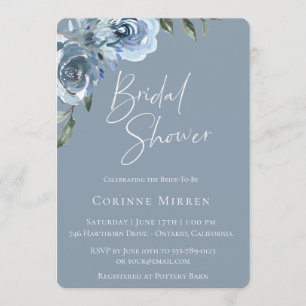 Invitación Dusty Blue Botanal Bridal Shower