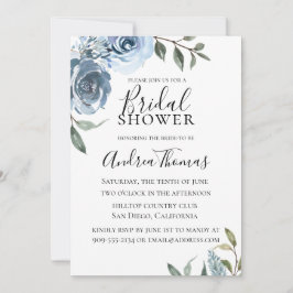 Invitación Dusty Blue Botanal Bridal Shower