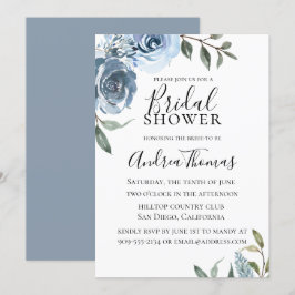 Invitación Dusty Blue Botanal Bridal Shower