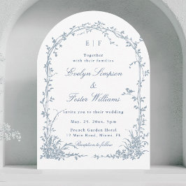 Invitación Dusty Blue Botanical Garden Romantic Wedding Arch