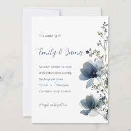 Invitación Dusty Blue Botanical Wedding