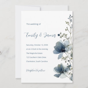 Invitación Dusty Blue Botanical Wedding