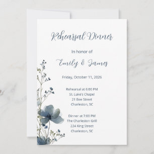 Invitación Dusty Blue Botanical Wedding
