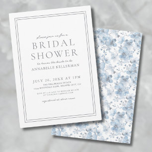 Invitación Dusty Blue Botánico Clásico Elegante Ducha de Novi