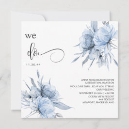 Invitación *~* Dusty Blue Bouquet AR15 Floral QR BODA RSVP