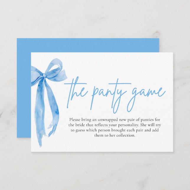 Invitación Dusty Blue Bow Bridal Shower (Anverso / Reverso)
