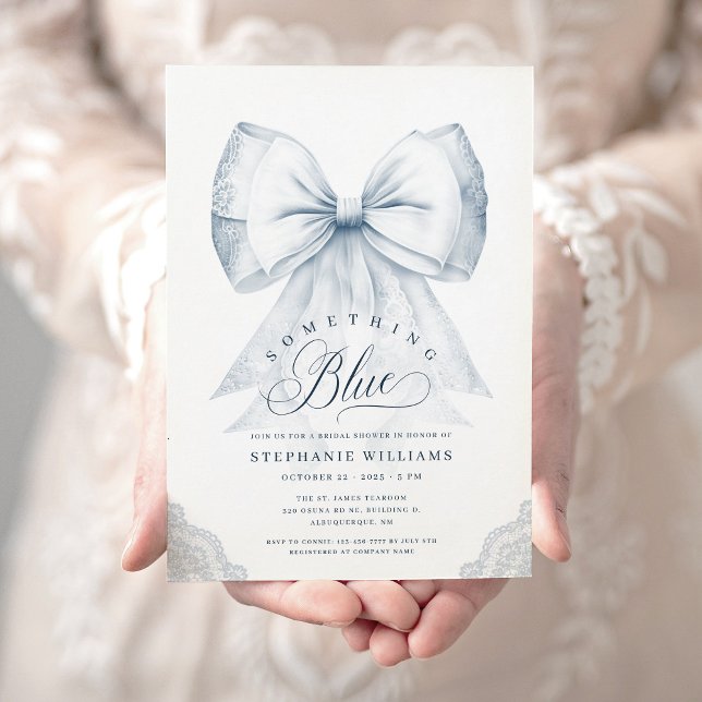 Invitación Dusty Blue Bow Bridal Shower (Subido por el creador)