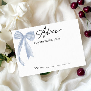 Invitación Dusty Blue Bow Bridal Shower Advisory Card