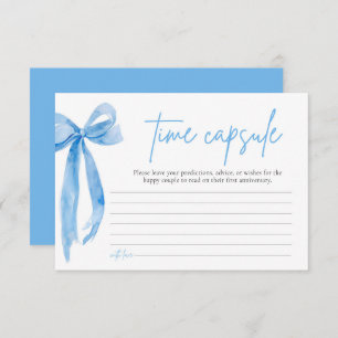 Invitación Dusty Blue Bow Bridal Shower Time Capsule Card