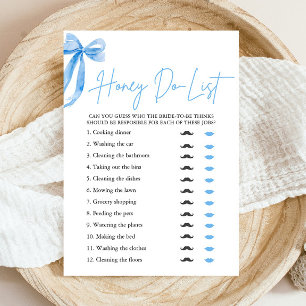 Invitación Dusty Blue Bow Honey Do List Briwal Shower Game