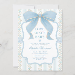Invitación Dusty Blue Bow Love Shack Baby Boy Shower